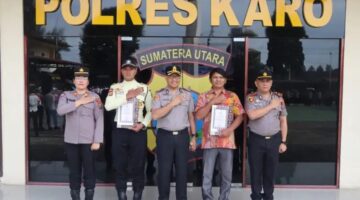 Jelang Hari Bhayangkara ke-80, Polres Karo Beri Penghargaan Satpam Teladan dan Warga Pelopor Kamtibmas