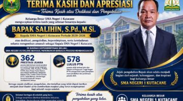 Keluarga Besar SMA Negeri 1 Kutacane menyampaikan penghargaan dan ucapan terima kasih yang setulus-tulusnya kepada SALIHIN .SPD.Msi