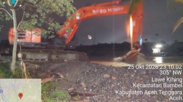 Respons Cepat Polsek Bambel, Pantau Luapan Sungai Lawe Tuban dan Tanggul Jebol di Lawe Kisam